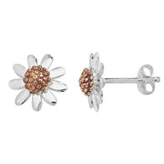 SILVER & ROSE GOLD VERMEIL DAISY STUD EARRINGS
